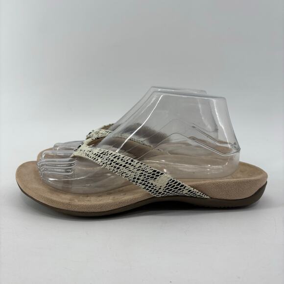Vionic Dillon Womens Sz 9 Snake Embossed Flip Flop Sandal Tan Suede - Picture 10 of 10